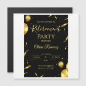 Zwart en goud elegante pensionering  magnetische uitnodiging (Voorkant / Achterkant)