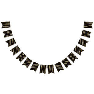 Zwart en goud Elegante Polka Dots Patroon Chic Vlaggetjes
