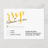 Zwart en goud elegante RSVP bruiloft reactie Uitnodiging Briefkaart (Achterkant)