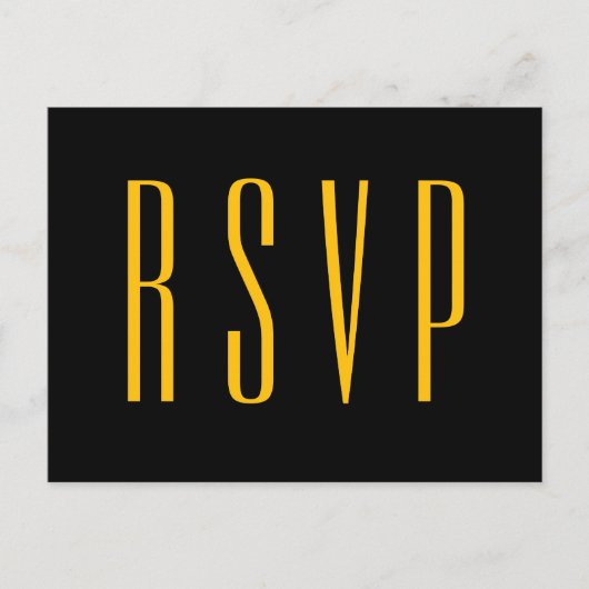 Zwart en goud elegante RSVP bruiloft reactie Uitnodiging Briefkaart (Voorkant)