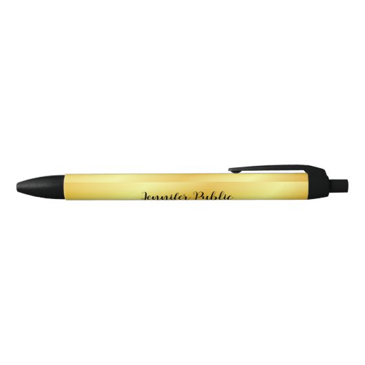 Zwart en Goud Elegante Sjabloon Hand Script Naam Blauwe Inkt Pen (Bovenkant)