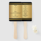 Zwart en goud elegante trouwprogramma's handwaaier (Voorkant en achterkant)