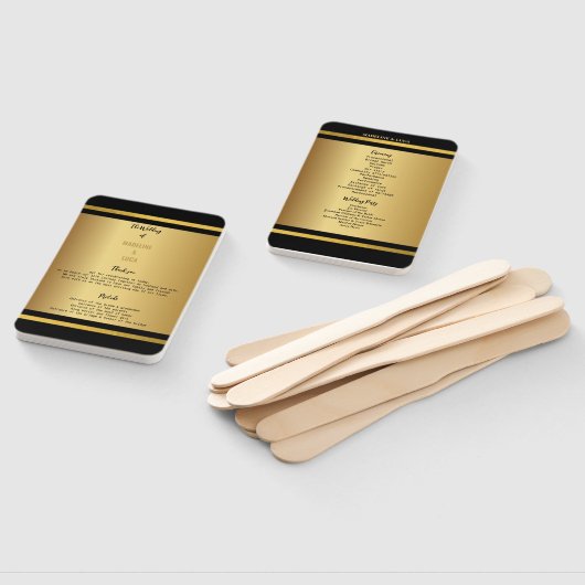 Zwart en goud elegante trouwprogramma's handwaaier (Niet-gemonteerd)