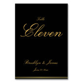 Zwart en goud elegante trouwtafel nummers kaart (Achterkant)