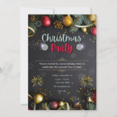 Zwart en Goud Elegante Uitnodiging van het Kerstmi (Voorkant)