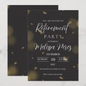 Zwart en goud Elegante Uitnodiging van het Pensioe (Voorkant / Achterkant)