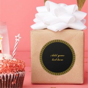 Zwart en goud elegantie, aanpassen, ronde sticker