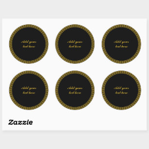 Zwart en goud elegantie, aanpassen, ronde sticker