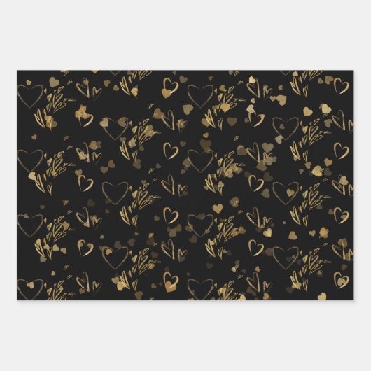 Zwart en Goud Elegantie Inpakpapier Vel (Voorkant)