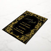 Zwart en Goud Elegantie, Kunst Lijst Folie Uitnodiging (Gedraaid)
