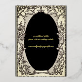 Zwart en Goud Elegantie, Kunst Lijst Folie Uitnodiging (Achterkant)