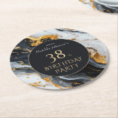 Zwart en goud elke verjaardag ronde kartonnen onderzetter (Gebogen)