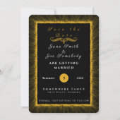 Zwart en goud en monogram save the date (Voorkant)