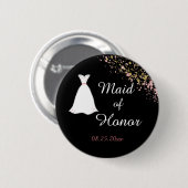 Zwart en Goud  Ere-juffrouw Ronde Button 5,7 Cm (Voorkant /achterkant)