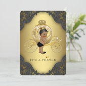 Zwart en Goud Etnisch Prince Baby shower Kaart (Staand voorkant)