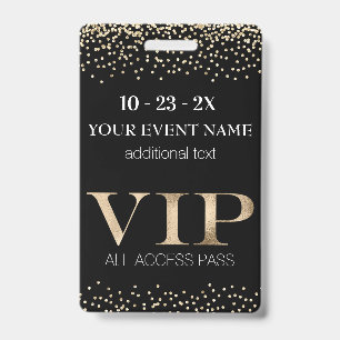 Zwart en Goud Evenement VIP Pas Badge