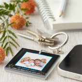 Zwart en Goud Familienaam Foto Sleutelhanger (Voorkant Rechts)