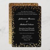 Zwart en Goud Faux Glitter Bokeh Bruiloft Kaart (Voorkant / Achterkant)
