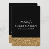 Zwart en Goud Faux Glitter Kaart (Voorkant / Achterkant)