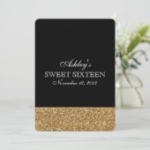 Zwart en Goud Faux Glitter Kaart (Staand voorkant)
