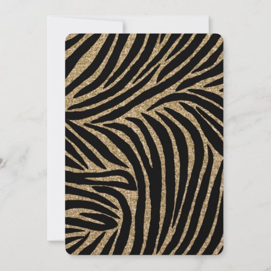 Zwart en Goud Faux Glitter Zebra Print Bruiloft Kaart (Achterkant)