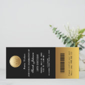 Zwart en Goud Feestticket Kaart (Staand voorkant)