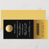 Zwart en Goud Feestticket Kaart (Voorkant / Achterkant)