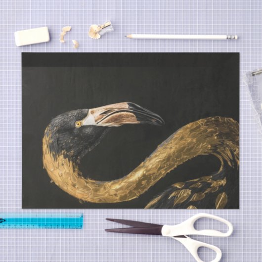 Zwart en Goud Flamingo2 Tissuepapier (Craft)