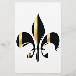 Zwart en goud Fleur de Lis Briefpapier