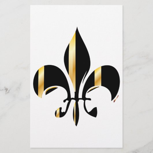 Zwart en goud Fleur de Lis Briefpapier (Voorkant)