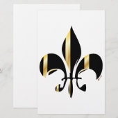 Zwart en goud Fleur de Lis Briefpapier (Voorkant / Achterkant)