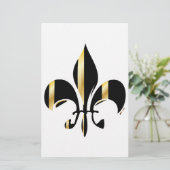 Zwart en goud Fleur de Lis Briefpapier (Staand voorkant)
