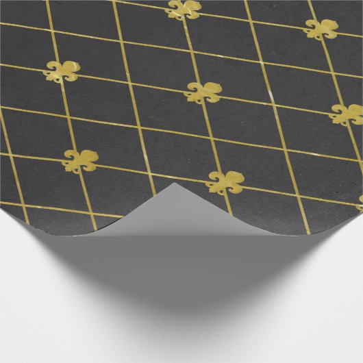 Zwart en goud. Fleur de Lis. Cadeaupapier (Hoek)