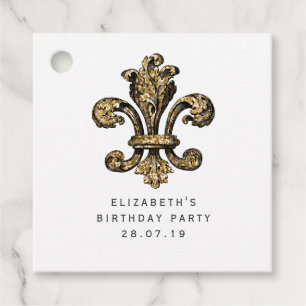  zwart en goud Fleur de Lis Damask Bedankjes Labels
