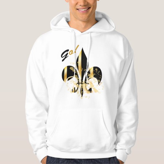 Zwart en goud Fleur de Lis Hoodie (Voorkant)
