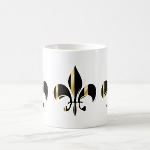 Zwart en goud Fleur de Lis Koffiemok