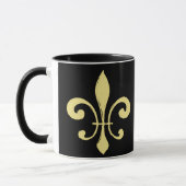 Zwart en Goud Fleur De Lis Mok Wie Dat (Links)