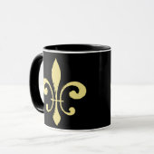 Zwart en Goud Fleur De Lis Mok Wie Dat (Voorkant links)