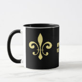 Zwart en Goud Fleur De Lis Mok Wie Dat (Links)