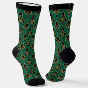 Zwart en goud fleur-de-lis naadloos patroon sokken