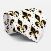 Zwart en goud fleur-de-lis naadloos patroon stropdas (Opgerold)