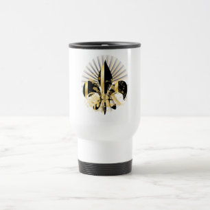 Zwart en goud Fleur de Lis Reisbeker