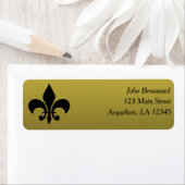 Zwart en goud Fleur De Lis Retouradreslabel Etiket (Insitu)