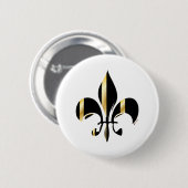 Zwart en goud Fleur de Lis Ronde Button 5,7 Cm (Voorkant /achterkant)