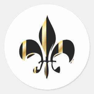 Zwart en goud Fleur de Lis Ronde Sticker