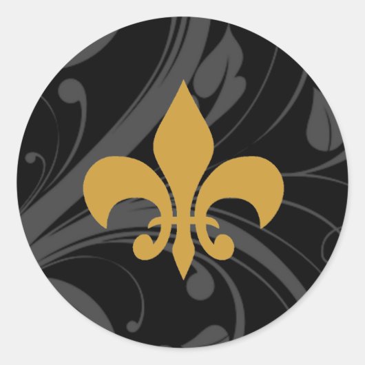 Zwart en goud Fleur De Lis Stickers (Voorkant)