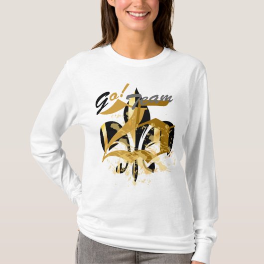 Zwart en goud Fleur de Lis T-shirt (Voorkant)