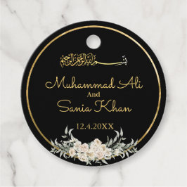 zwart en goud Floral islamitisch moslim bruiloft Bedankjes Labels