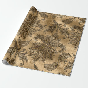 Zwart en goud folie damast cadeaupapier