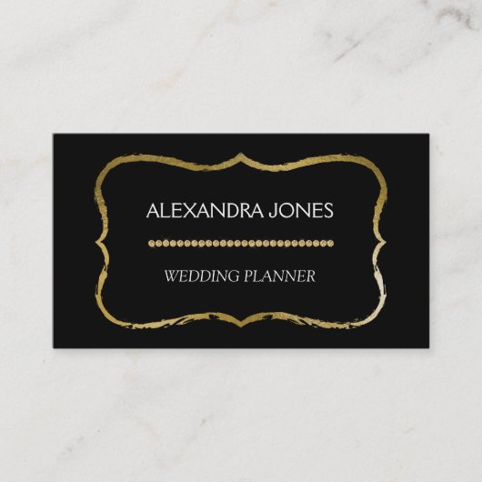 Zwart en goud folie Elegant minimalistisch Visitekaartje (Voorkant)